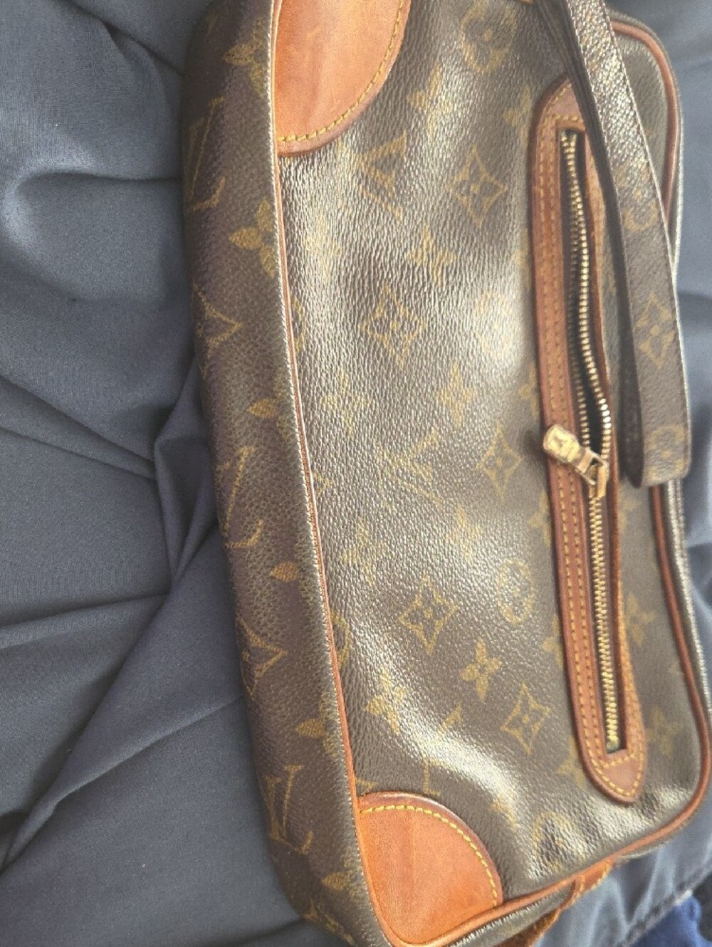 Louis Vuitton Brown Monogram Canvas Wristlet Bag with Tan Trim - Picture 7 of 7